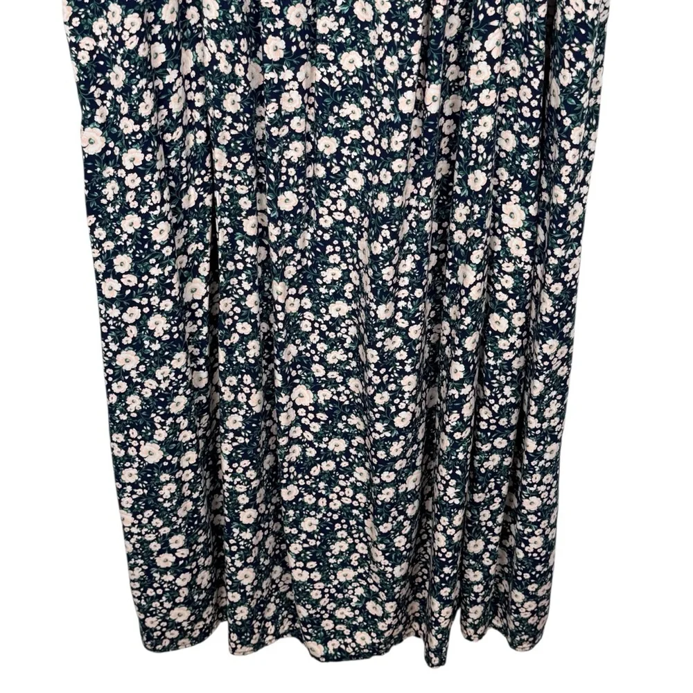Old Navy Floral Puff Sleeve Midi Dress Open Back Navy Green Size 4X - Picture 8 of 16
